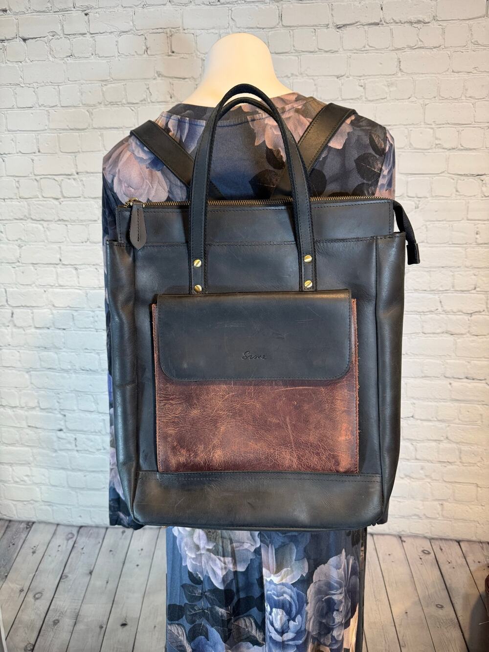 Genuine Leather Backpack Purse Vintage Handbag Multi-Pocket, Laptop, travel